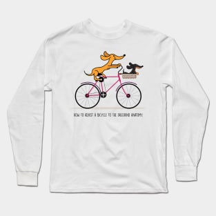 Dachshund riding a bicycle Long Sleeve T-Shirt